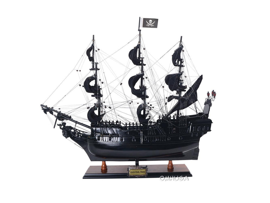 Black Pearl Pirate Handcrafted Wooden Ship Model 28" Long - Medieval Replicas