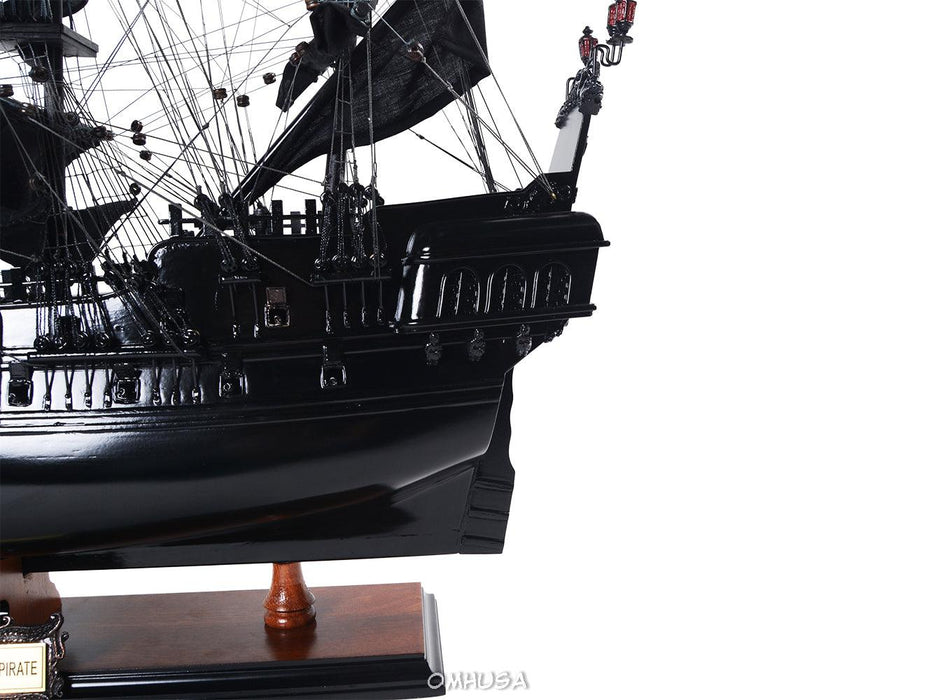 Black Pearl Pirate Handcrafted Wooden Ship Model 28" Long - Medieval Replicas