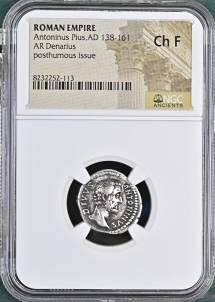 Roman Silver Denarius of Antoninus Pius (AD 138-161)  NGC(CH-F)