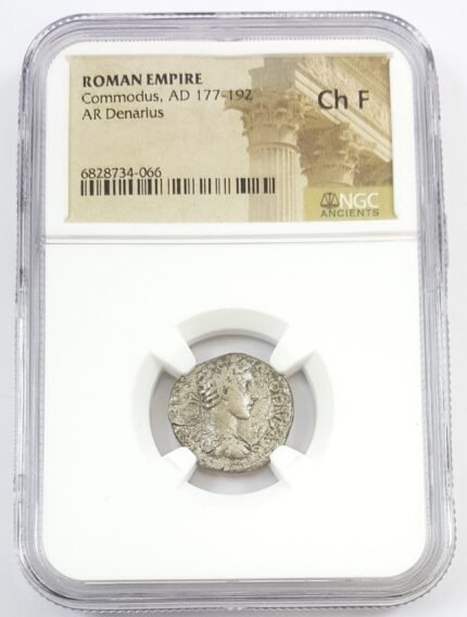 Roman Silver Denarius of Commodus (AD 177-192) NGC(CH-F)