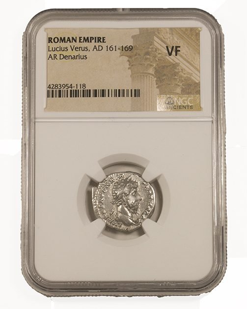luciusverusarngcvff.jpg Lucius Verus Silver Denarius NGC Certified Slab(VF)