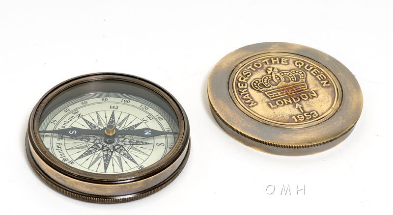 Makers to the Queen Compass w leather case — view 1 Makers to the Queen Compass w leather case — view 1