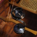 Gimbaled Compass on brass stand — view 1