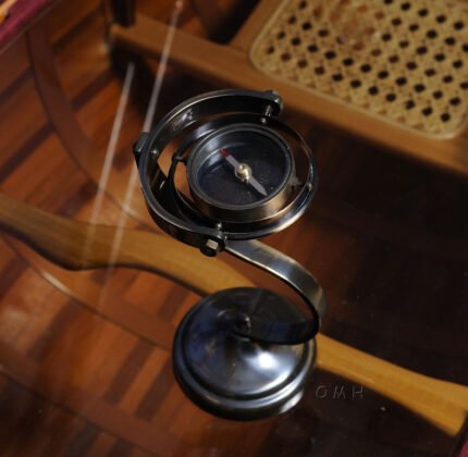 Gimbaled Compass on brass stand — view 1