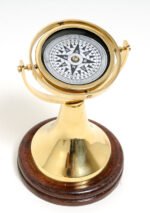 Gimbaled Compass on wood base — view 4