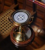 Gimbaled Compass on wood base — view 5