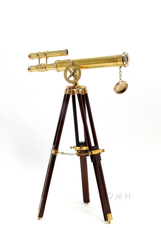 Brass Telescope with Stand- 18 Inch Nautical Decor — view 1 Brass Telescope with Stand- 18 Inch Nautical Decor — view 1