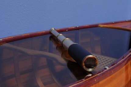 Handheld Telescope in wood box - Black Leather — view 2
