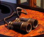 Binocular w leather overlay in wood box — view 2