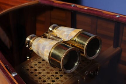 Binocular w MOP overlay in wood box — view 2