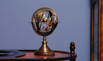 Armillary Sphere on wood base — view 1