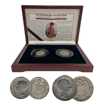 Child King Who Saved the Wold: Yugoslavia's Peter II Box of 2 Silver Coins (Two-Coin Box)